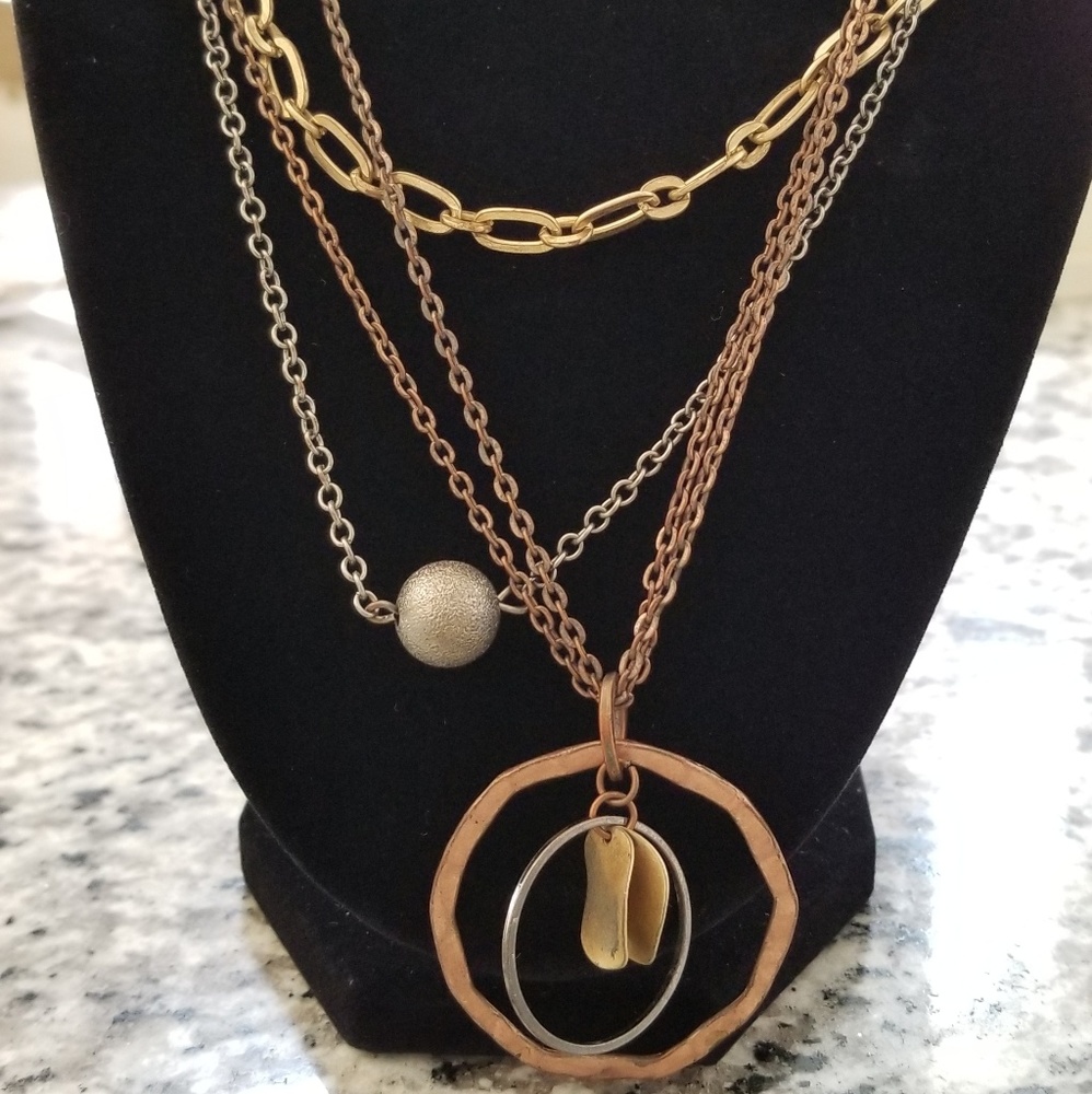 Necklace with Gold, Silver and Bronze tones